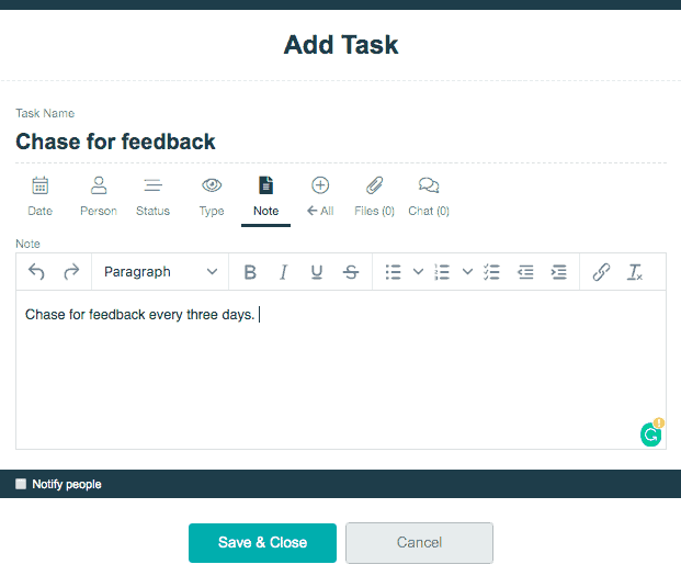 adding a task to project.co