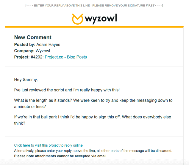 Wyzowl email