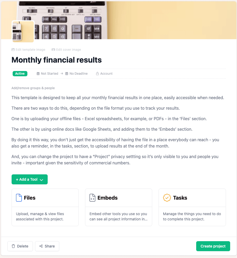 Monthly Financial Results