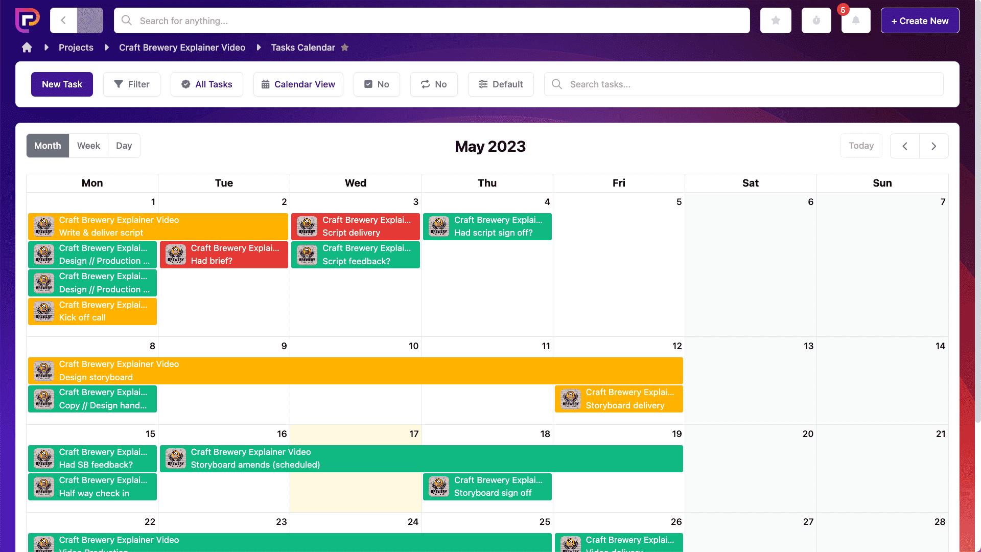 Project.co calendar feature
