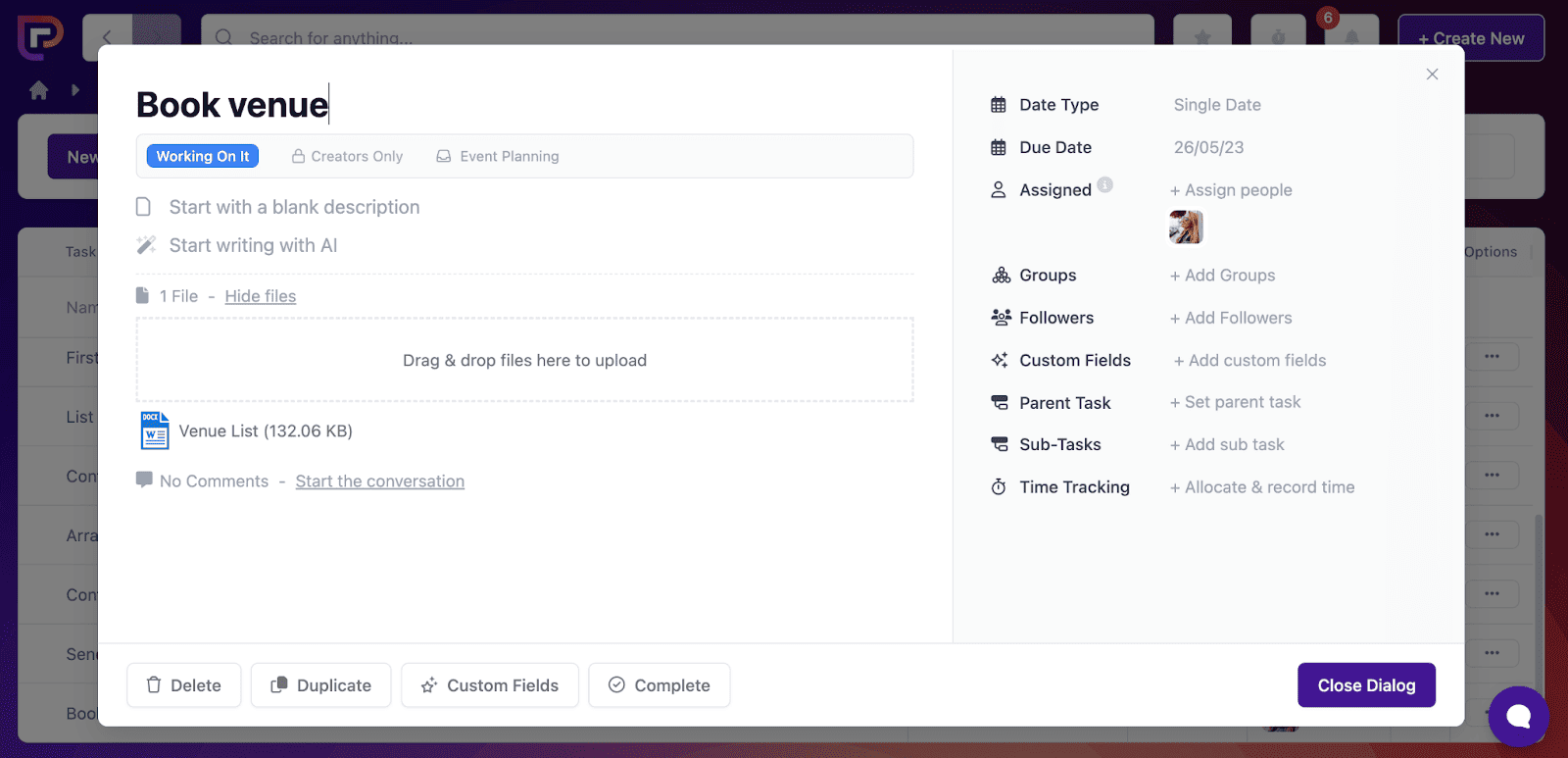 Project.co tasks feature